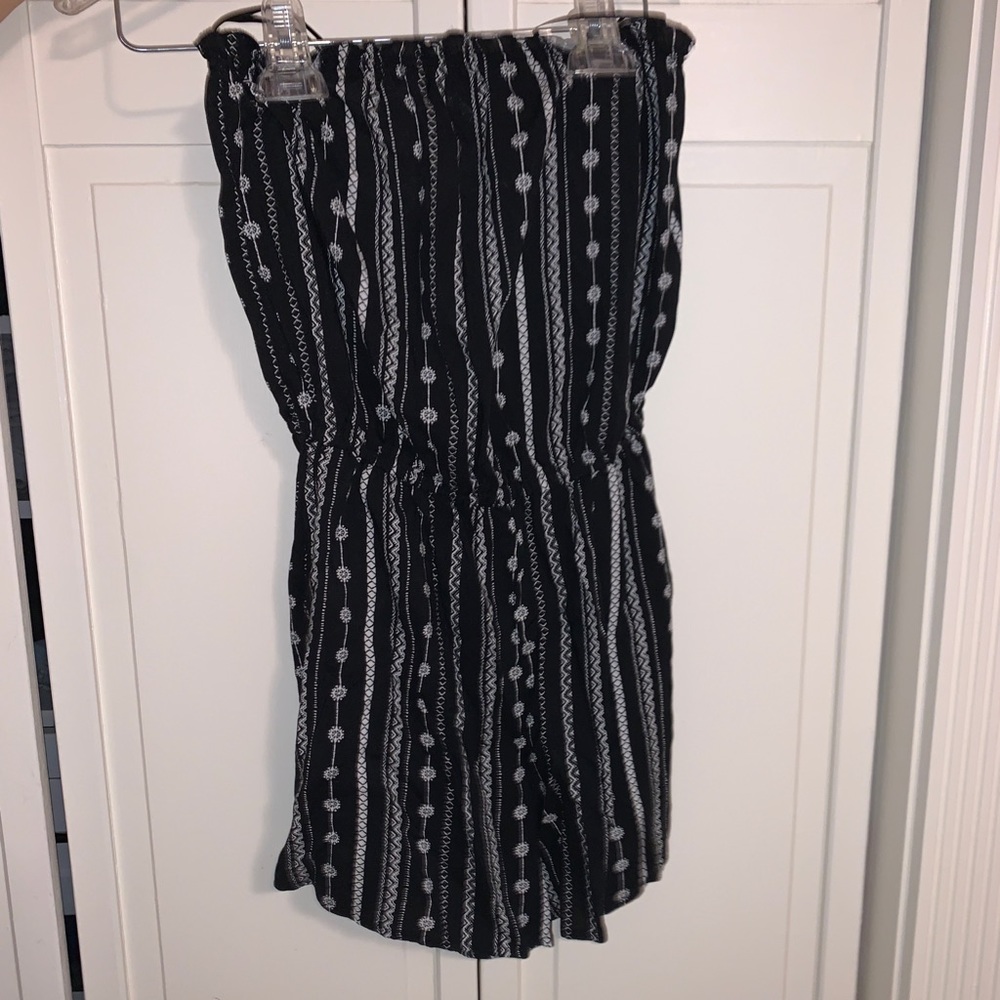 Black and white strapless romper